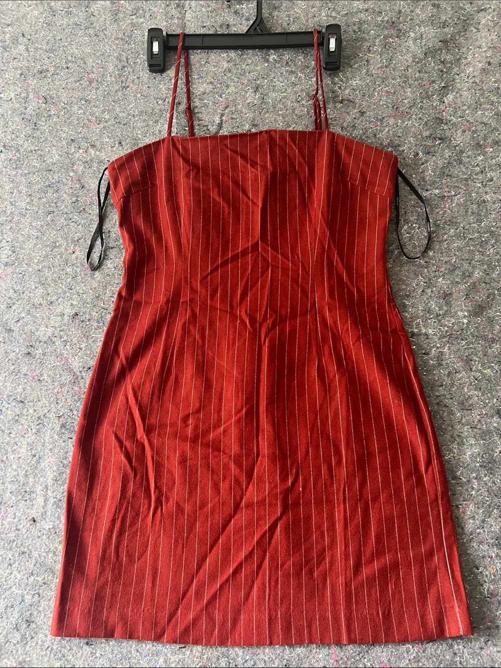 Forever 21 Red Pinstripe Spaghetti Strap Midi Dress